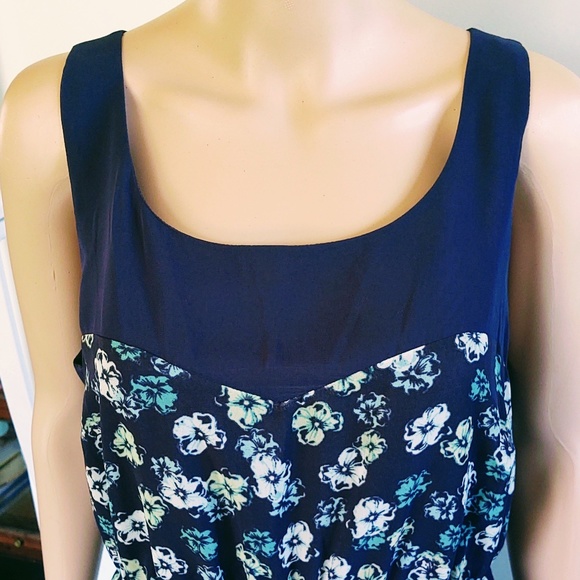 NWT LAUREN CONRAD CHIFFON SHEER OVERLAY LINED SLEEVELESS FLORAL POLY DRESS 14 - Picture 8 of 14